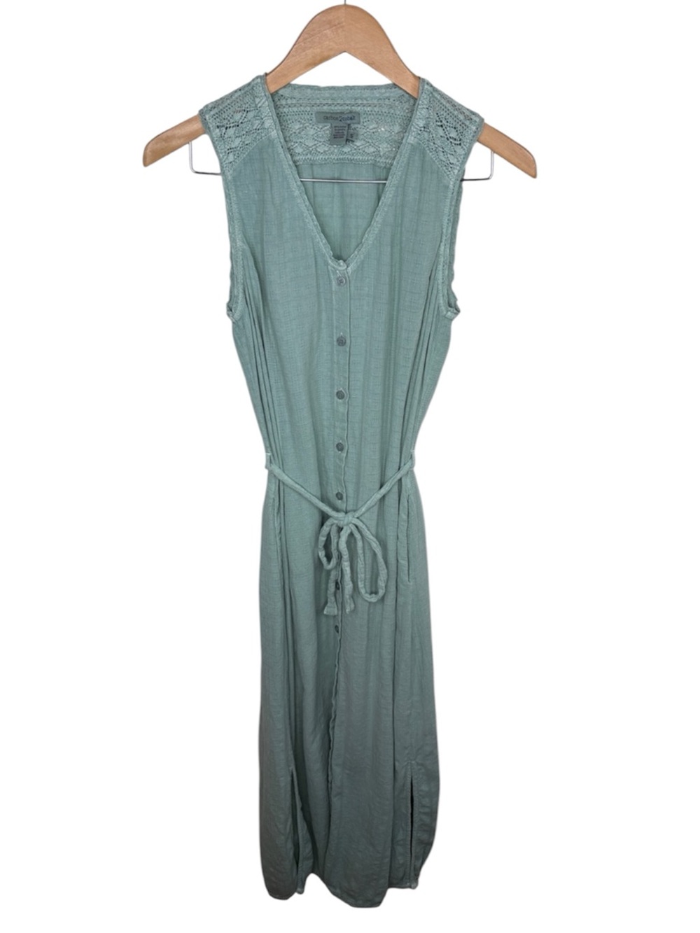 Carbon 2 Cobalt Teal Lace Sleeveless Button Maxi Dress Women Size S